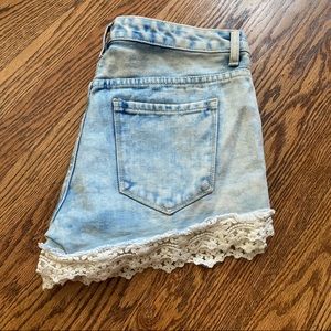 F21 Lace High Waist Jean Shorts